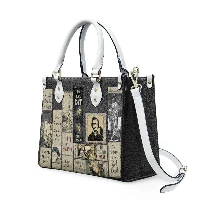 Leather Handbags for Literary Enthusiasts Edgar Allan Poe Cross for Female Eastern Star Lady Casual Totes Bag Bolsas Femininas