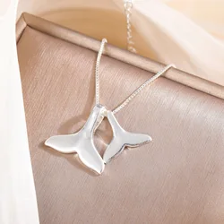 Uini-Tail hot new 925 Tibetan silver double dolphin fishtail necklace female temperament fashion dynamic pendant clavicle chain