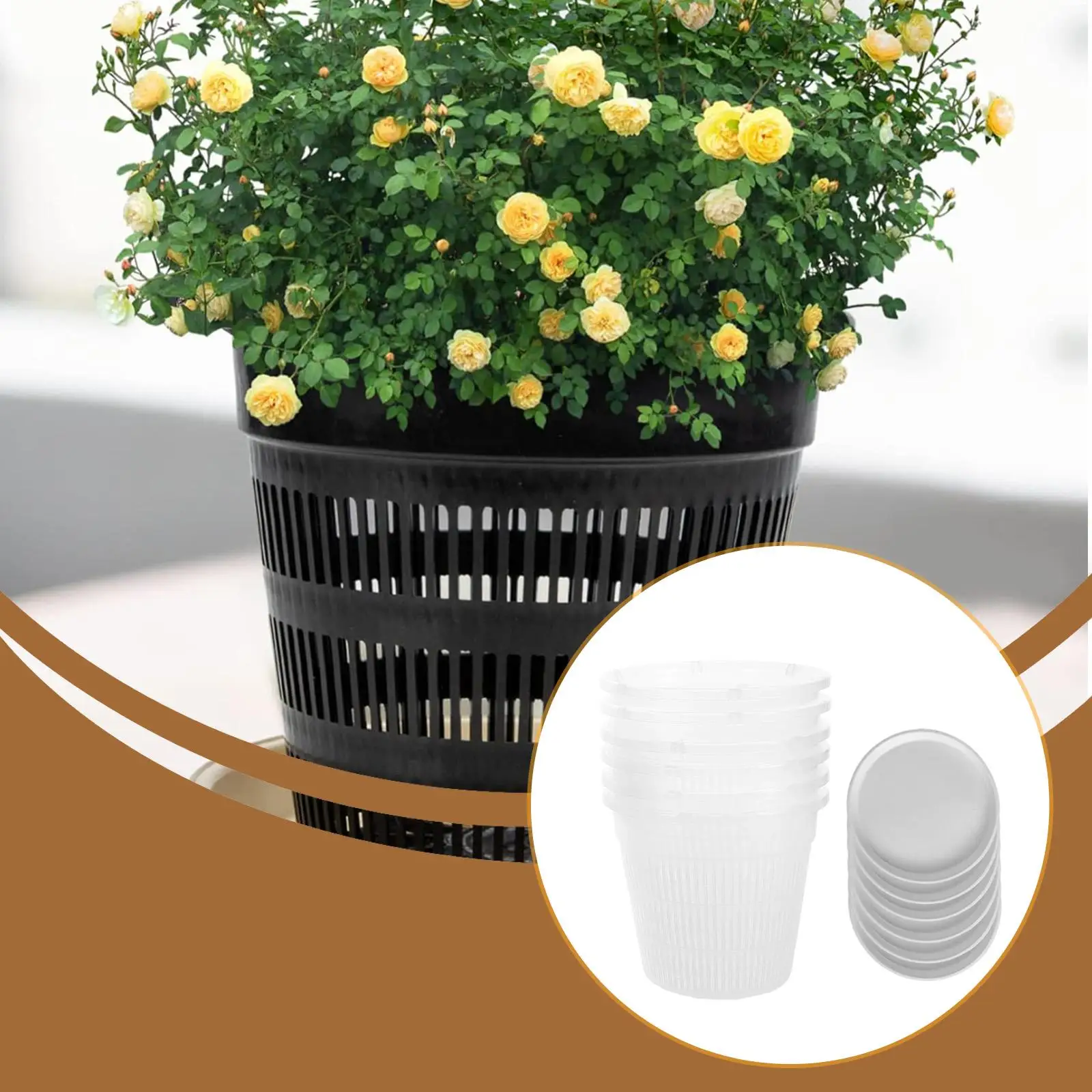 Orchid Planters Reusable Mesh Net Cups Root Growth Control Flower Pot Hydroponic Vase for Home Balcony Garden Decoration