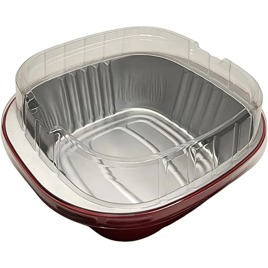 

Disposable Heavy Colored Aluminum Foil Nonstick Baking Pan with Lids 5x5" Square Cake or Entree Pans Perfect for Catering and E