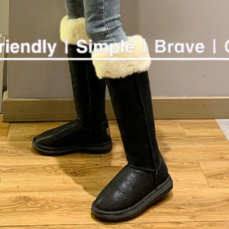 Winter Boots for Women Fleece Warm Snow Shoes Luxury Designer Furry Thigh High Boots Female Comfort Flats Long Botas Footwear