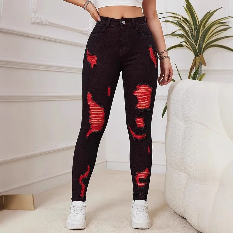Women's High Waisted Stretchy Skinny Jeans Denim Pencil Pants Ripped Distressed Butt Lifting Ankle Jeans for Woman
