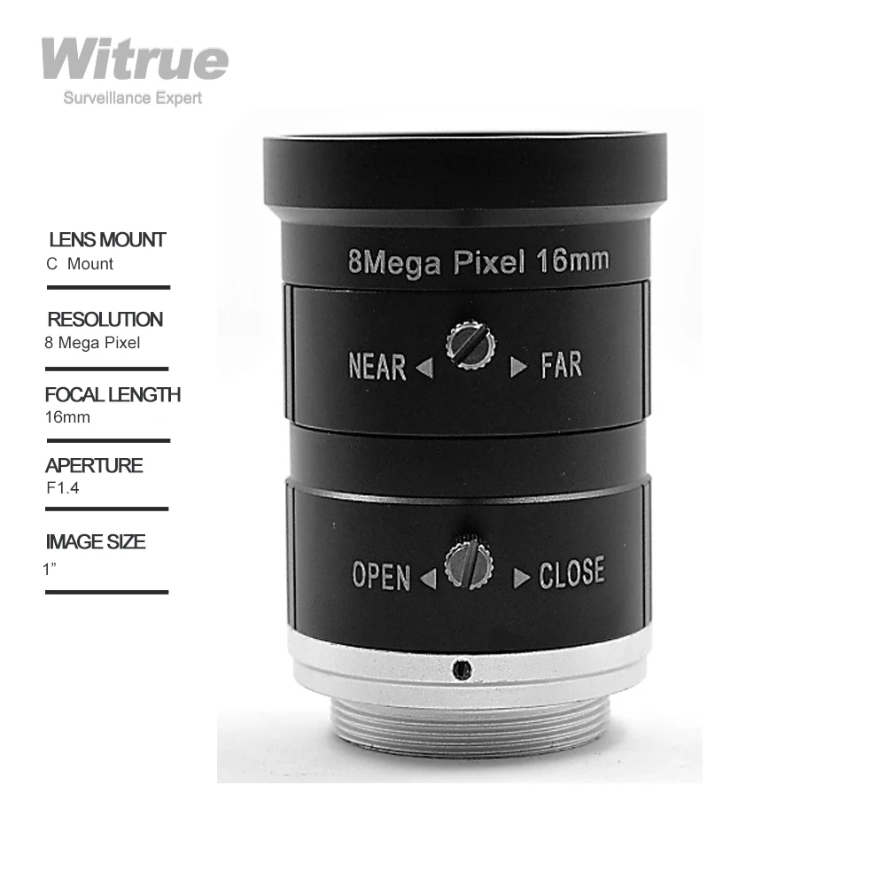 8.0Megapixels 1920P 4K CCTV Lens 16mm C Mount F1.4  1\