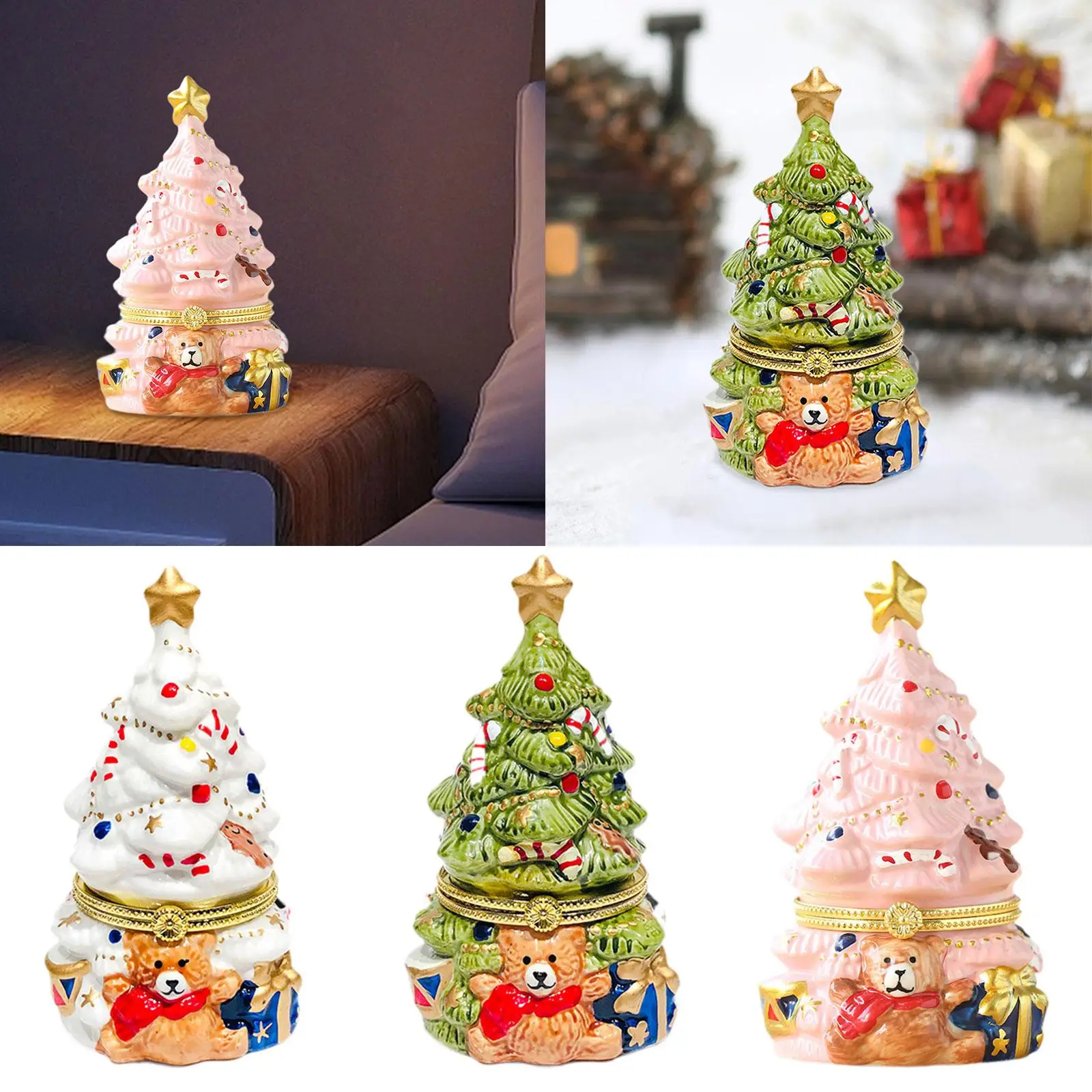 Christmas Tree Jewelry Box Candy Box Friend Gift Art Crafts Christmas Decoration for Living Room Bedroom Desktop Balcony Cabinet