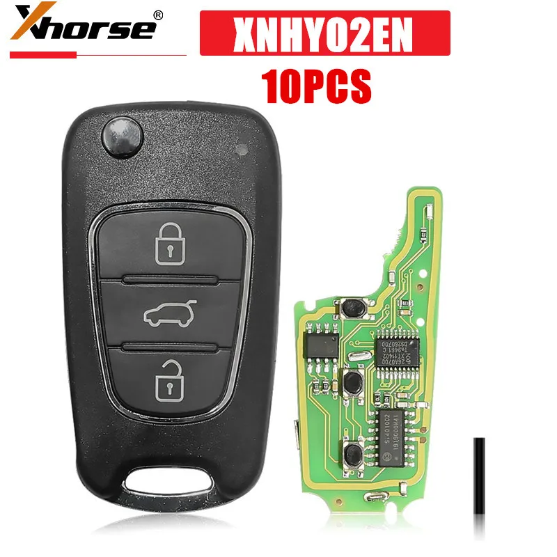 

10PCS/LOT Xhorse XNHY02EN Wireless Remote Key for Hyundai Flip 3 Buttons English