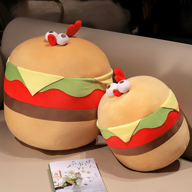 Coussin créatif en forme de hamburger kawaii, 35-55cm, jouet en peluche jetable, oreiller doux et mignon, cadeau d'anniversaire