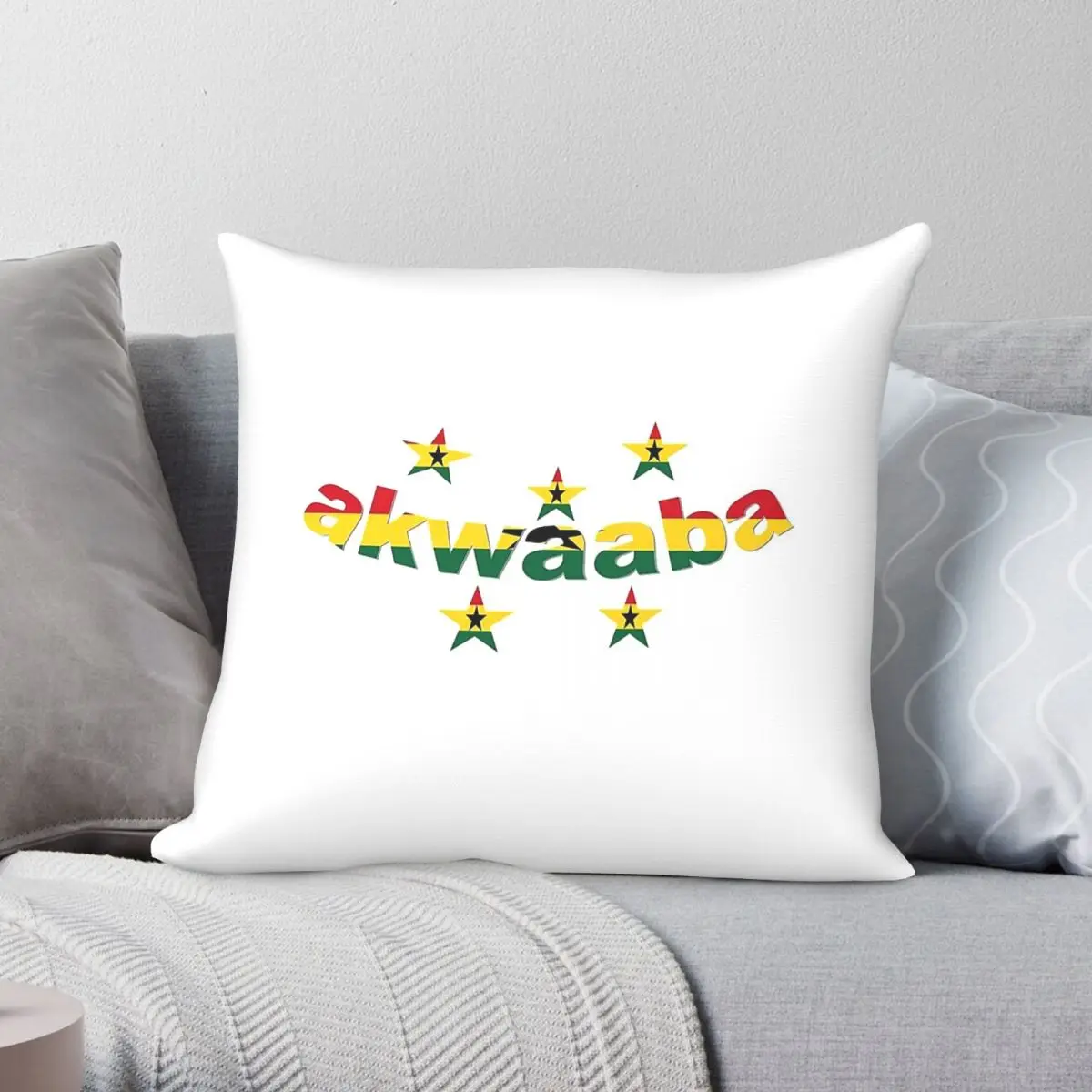Akwaaba Ghanaian Welcome Pillowcase Polyester Linen Velvet Printed Zip Decorative Sofa Seater Cushion Cover