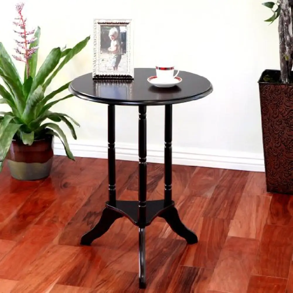 Classic Style Round Mahogany End Table Versatile Plant Stand with Grooved Accents Elegant Side Table Home or Office Décor