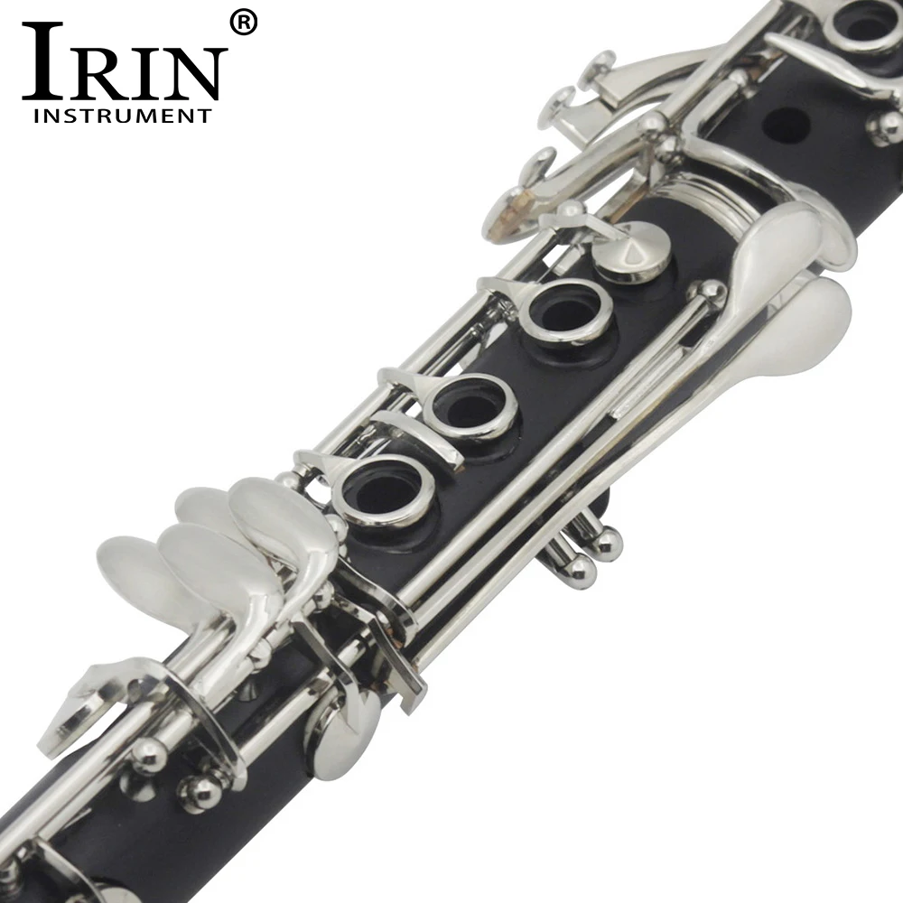 IRIN 17 Key clarinete Bb Flat Woodwind instrumento tubo de baquelita con correa funda de tela juego de accesorios piezas y accesorios de clarinete