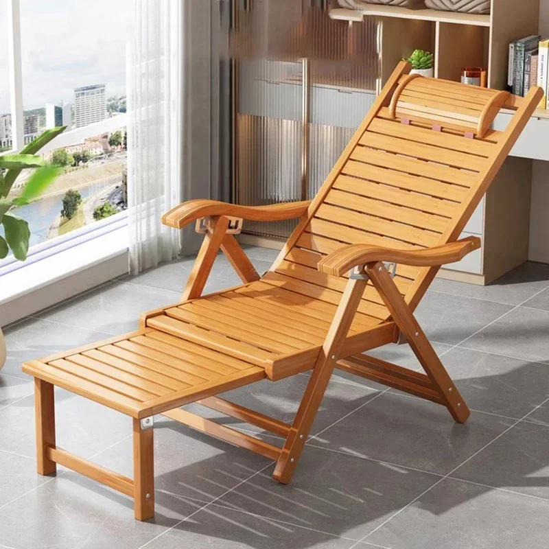 Vintage Wooden Recliner Floor Chair Design Patio Nook Minimalist Living Room Modern Chair Balcony Sessel Luxus Lounge Furniture