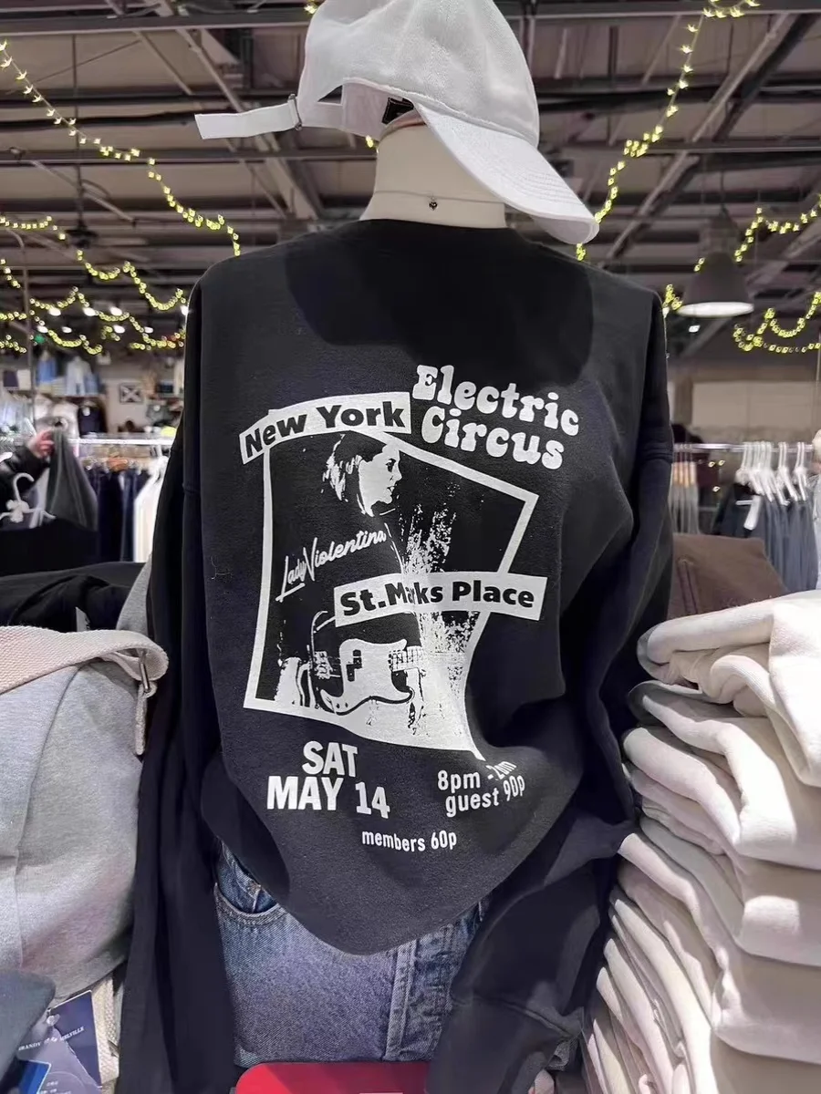 

Худи с принтом американского ретро-гитариста, свободного кроя, с круглым вырезом, осенне-зимняя модная универсальная толстовка BM