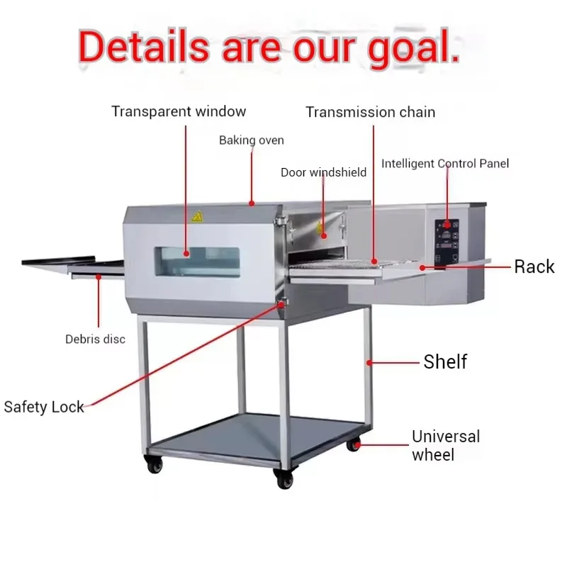 Kommerzieller, angemessener Preis, 32-Zoll-Backbetriebene elektrische Bandfördertofen für Pizza Maker, Bäckerei, Restaurantausrüstung