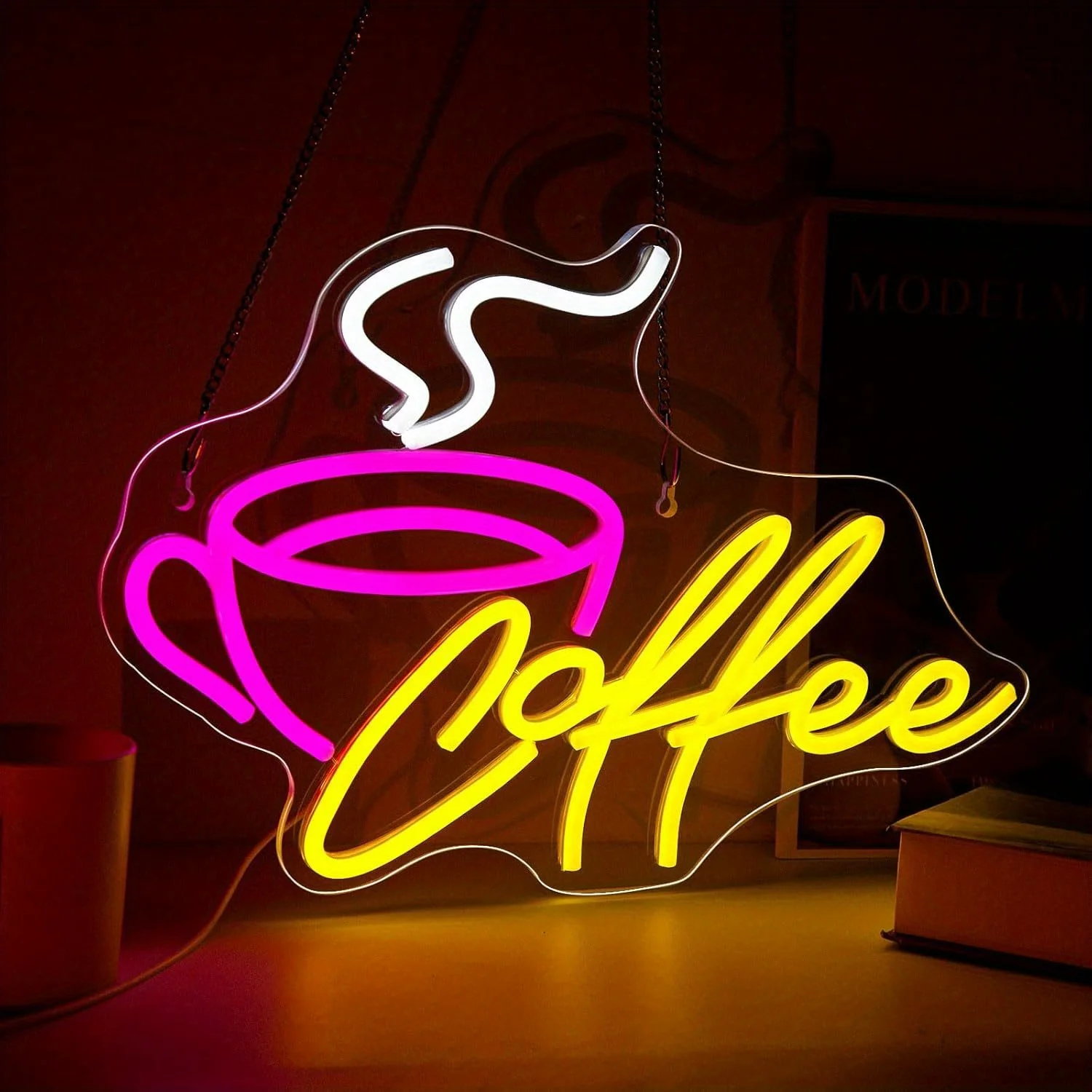 Coffee Cup Neon Sign USB Dimmable Neon Light Atmosphere Decor Lamp for Cafe Window Dessert Shop Hotel Coffee Shop Opening Gift