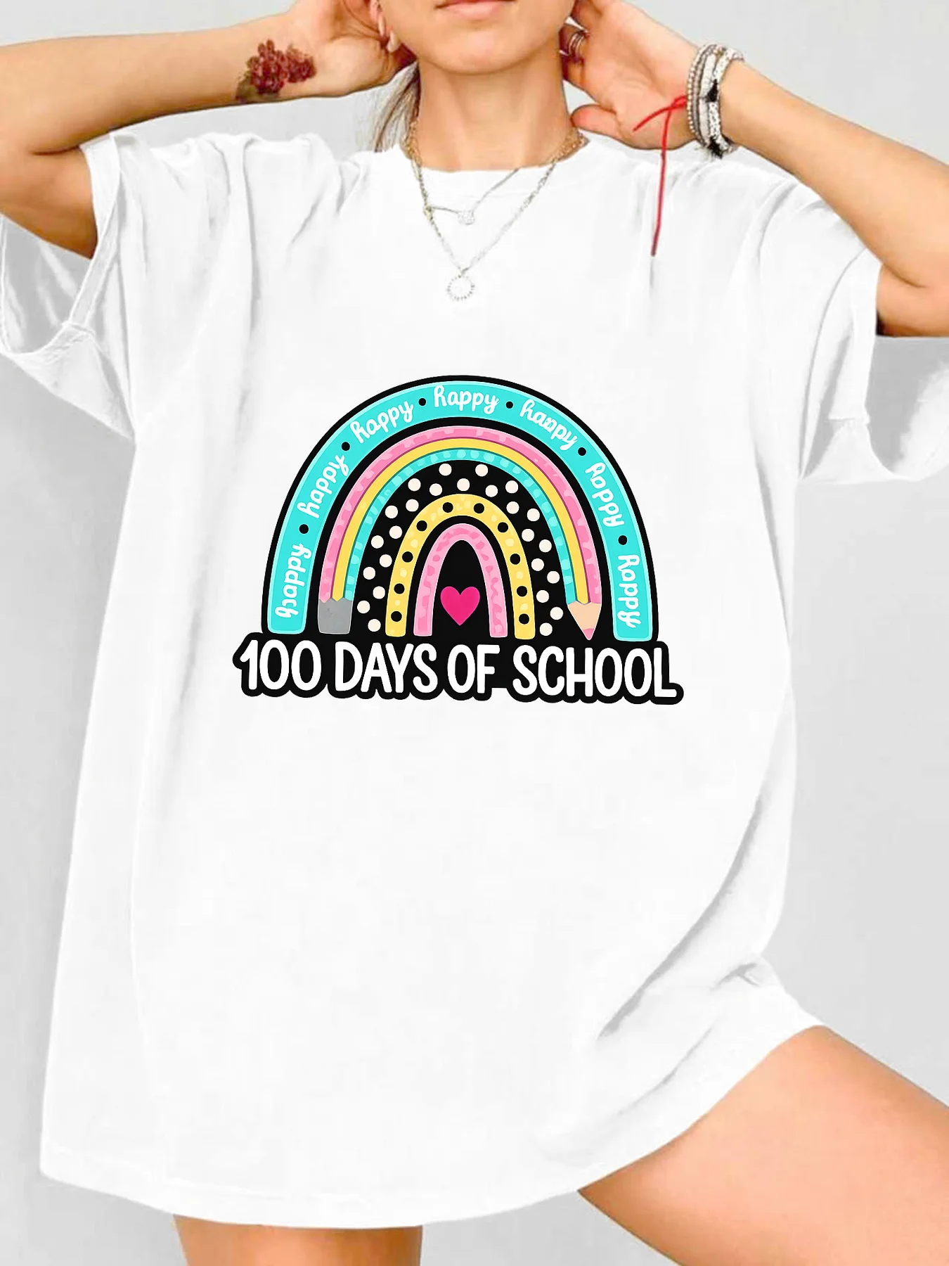 

【WDS00117】Plus size women's round neck short sleeve T-shirt with elastic half sleeves and trendy prints