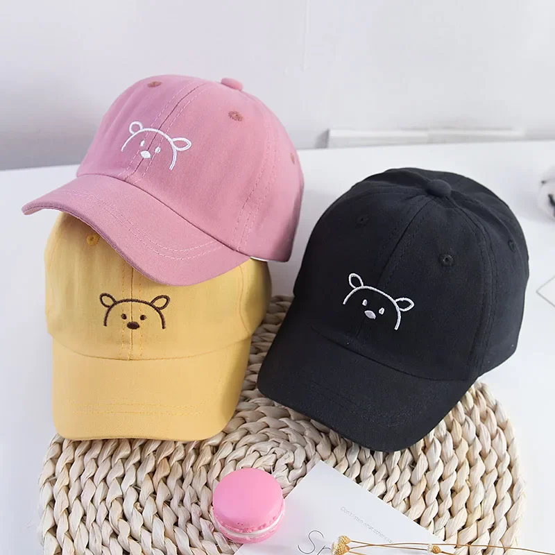 Children's Hat Spring Summer Cute Bear Embroidery Girls Boys Baseball Cap Baby Sun Hat for Baby Sun Protection Breathable