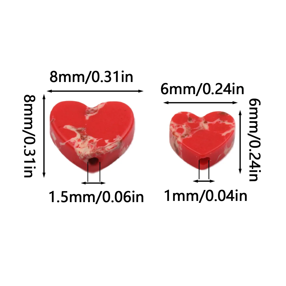 8mm 25-26pcs Half Strand Natural Stone Heart Shape Beads Multi Color Loose Beads For DIY Bracelet Necklace Jewelry Making