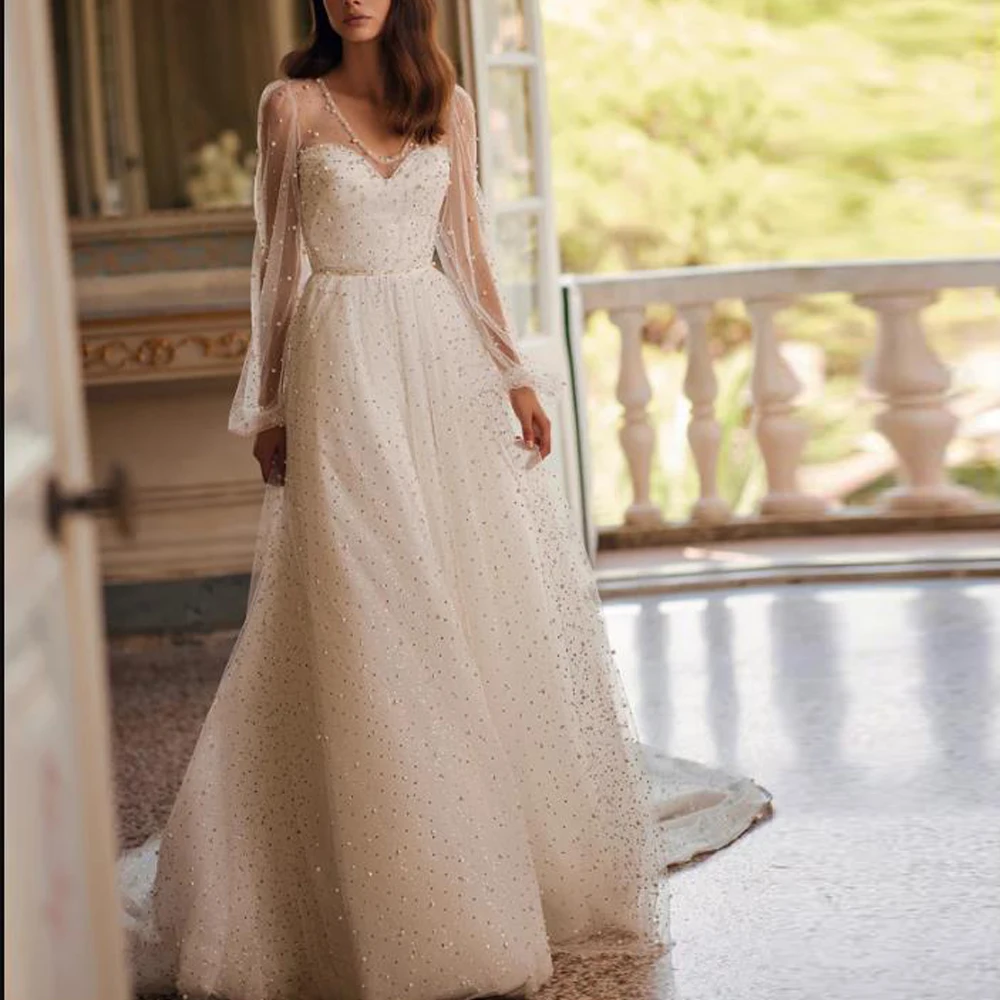 Maßgeschneidertes Brautkleid mit Perlen und Perlen und Jacke, herzförmiger A-Linie, glitzerndes 2-in-1-Hochzeitskleid für die Braut