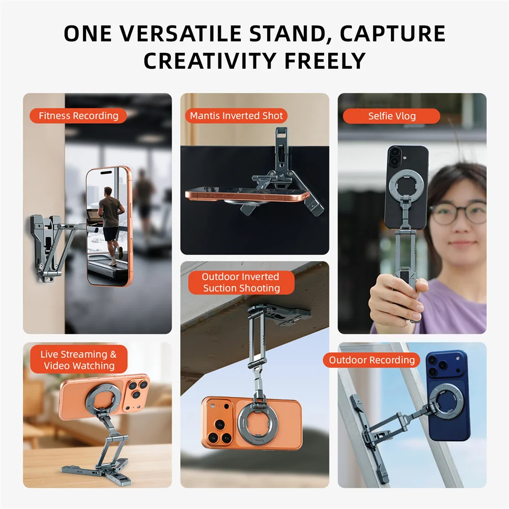 LEAPLIGHT Dwustronny Magnetyczny Statyw z Uchwytem na Telefon z Haczykiem, Statyw do Telefonu do Zdjęć z Góry dla Iphone i Android — zdjęcie produktu 6
