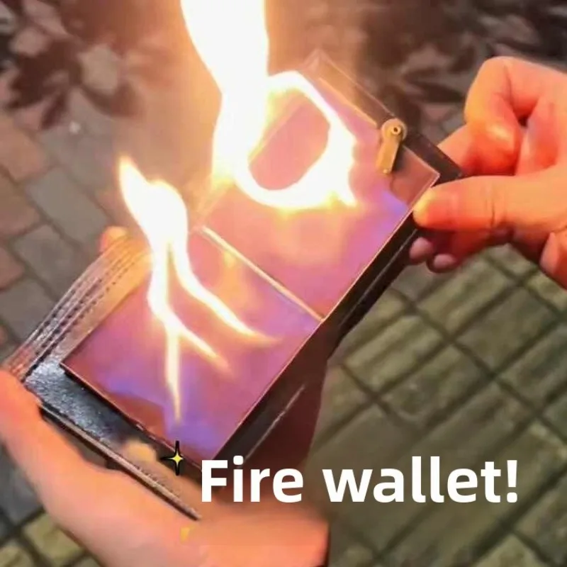 

New Creative Fire Wallet Magic Flame Big Fire Wallets Kerosene Open Flame Lighters Smoking Accessories Personalized Men's Gift