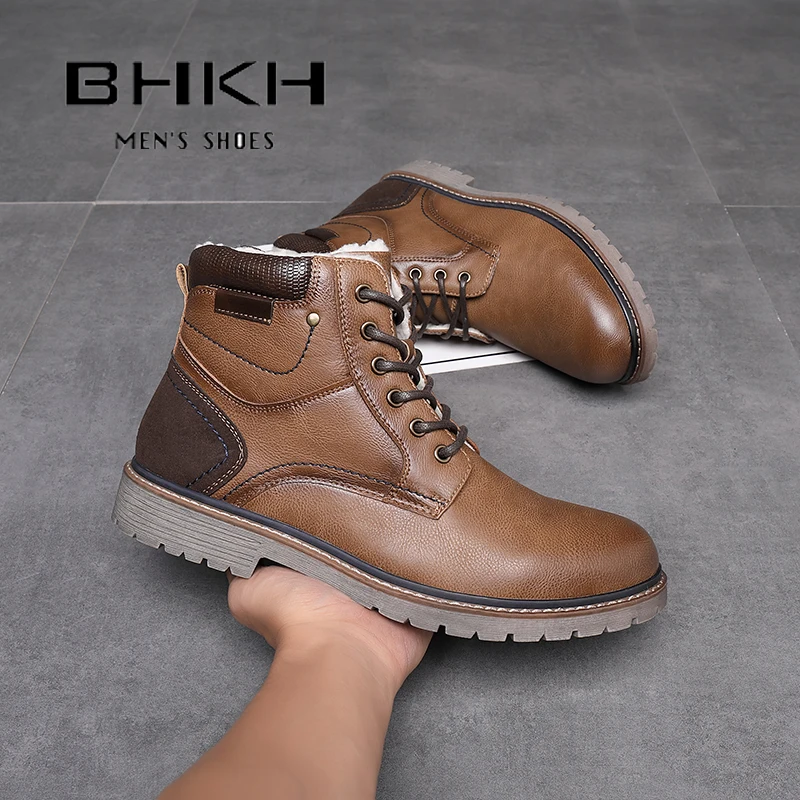 BHKH Retro Style Ankle Boots 2022 Winter Lightweight Lace-up Ankle Boots Casual Formal Footwear Brand Man Shoes Zapatos