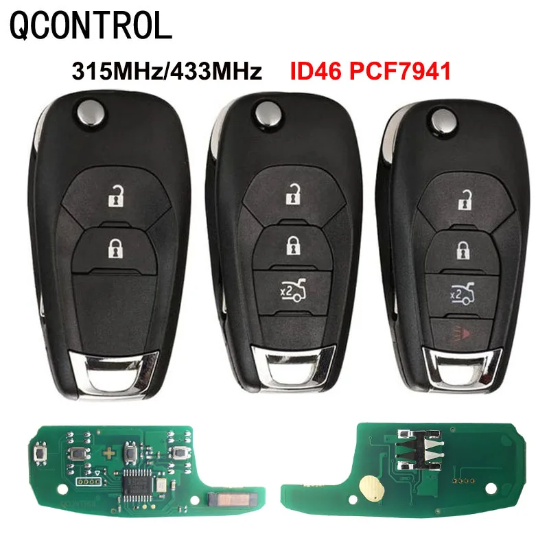 

QCONTROL Button Remote Key FobFlip 2/3/4 For Chevrolet Cruze Avo MHz ID46 PCF7941Chip Smart Key Control 2014-2018 315 MHz 433