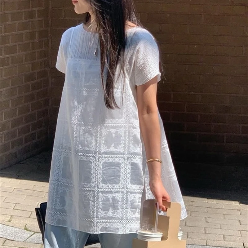 Verão chique bordado cinta dr feminino faion versátil camadas design sentido elegância saia comute artesanal usado