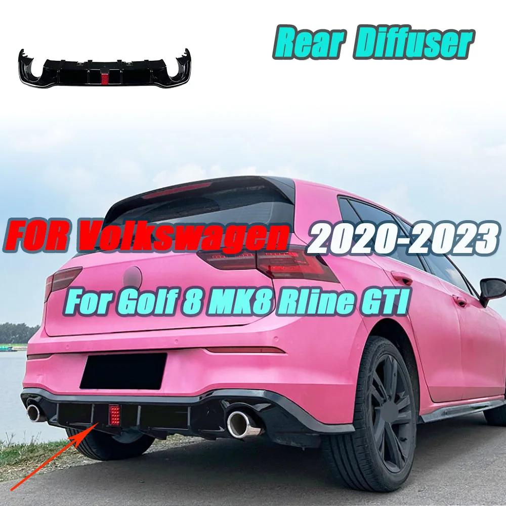 

JCYECF For Volkswagen Golf 8 MK8 Rline GTI 2020 2021 2022 2023 Rear Bumper Diffuser Lip With Light Auto Para Accessories
