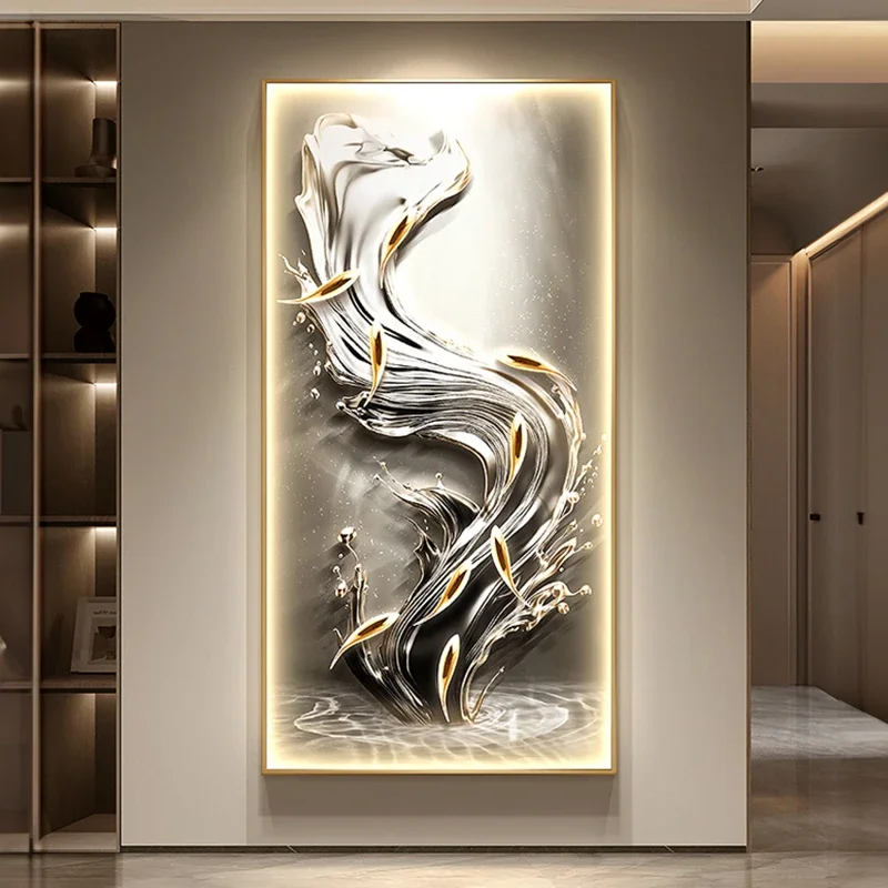Entryway Hallway LED Wall Lamp, Luxurious Style, Nine Fish Pattern, Abstract Corridor, Staircase Passageway With Lamp Wall Lamp