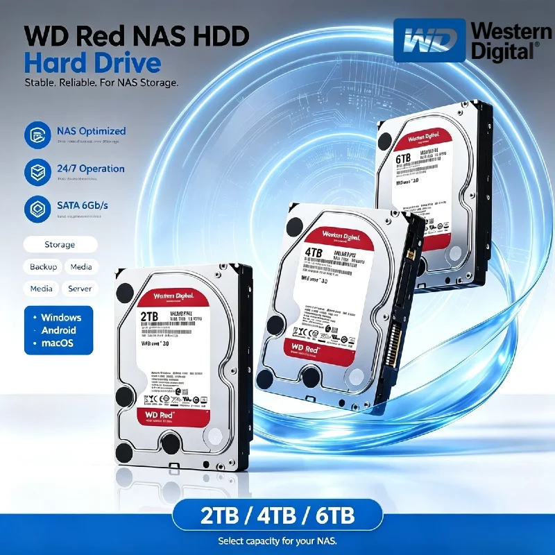 WD Red 1TB 2TB 4TB 6TB 3.5 Inch SATA 6Gb s 5400RPM 64MB Cache Internal Hard Disk Drive for NAS Desktop Pro Max