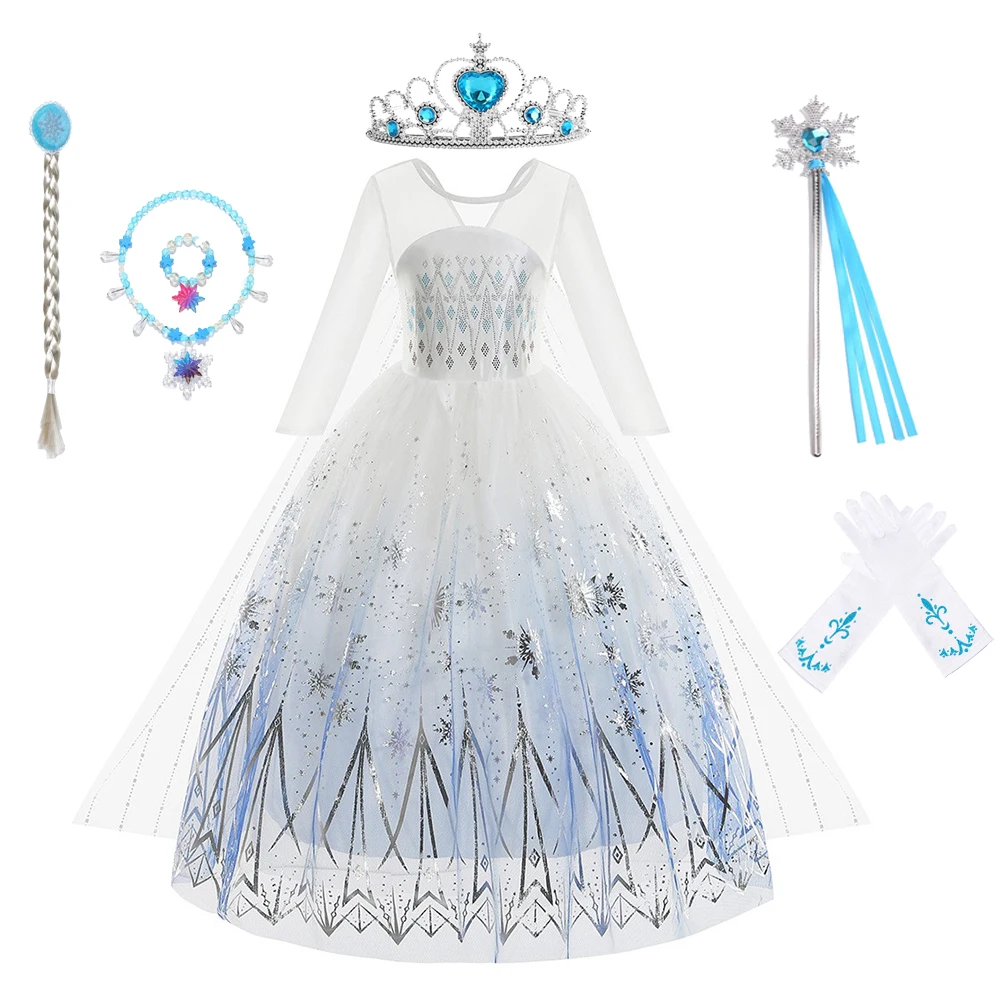 

Fancy Elsa Dress Girl Halloween Christmas Cosplay Costume Carnival Princess Party Dresses For Kids Birthday Wedding Clothes