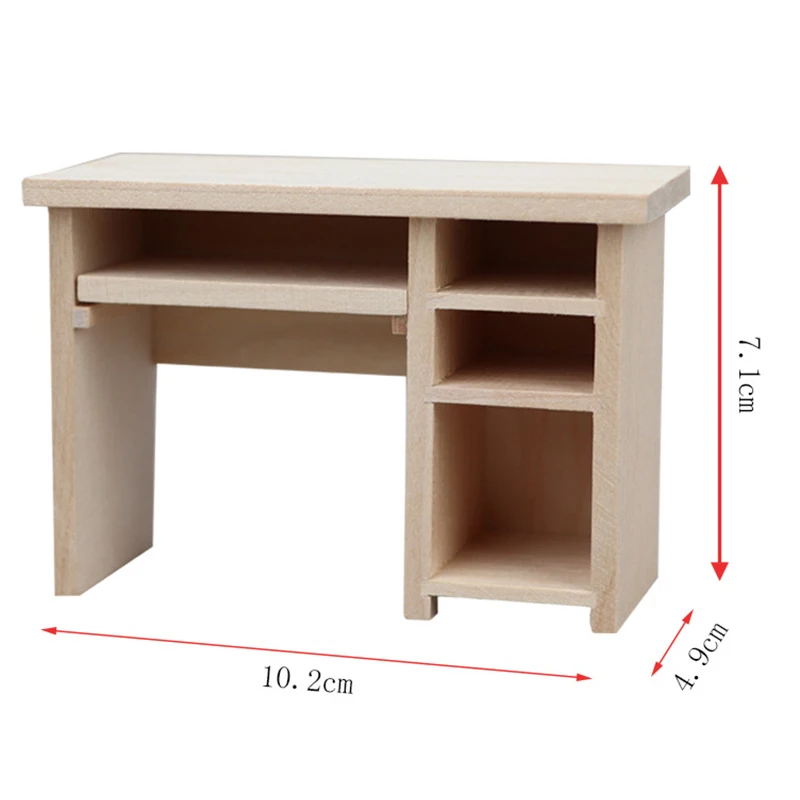 Set di giocattoli per mobili in legno in miniatura per casa delle bambole in scala 1:12 per accessori per casa delle bambole Mini modello di sedia da scrivania per computer da pranzo