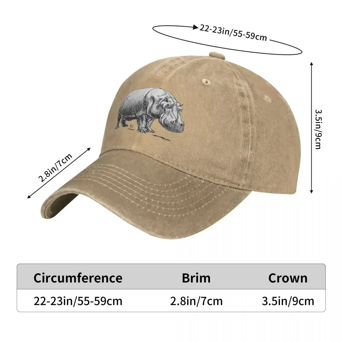 Hippopotamus Baseball Caps Fashion  Fabric Hats Outdoor Adjustable Casquette Hip Hop Baseball Cowboy Hat for Men Women