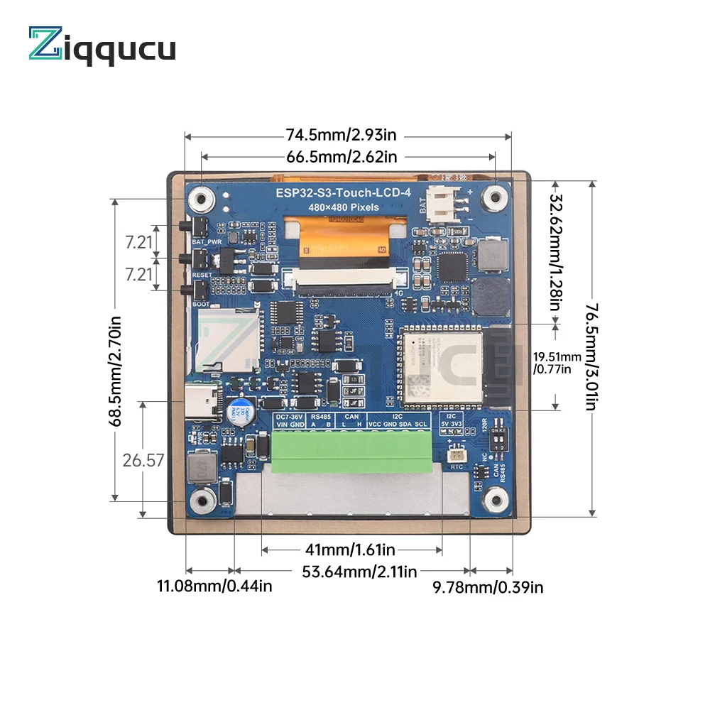 ESP32-S3-Touch-LCD-4 ESP32-S3 4-inch LCD Capacitive Touch Screen 32-Bit LX7 Dual Core Processor Wifi Bluetooth Development Board
