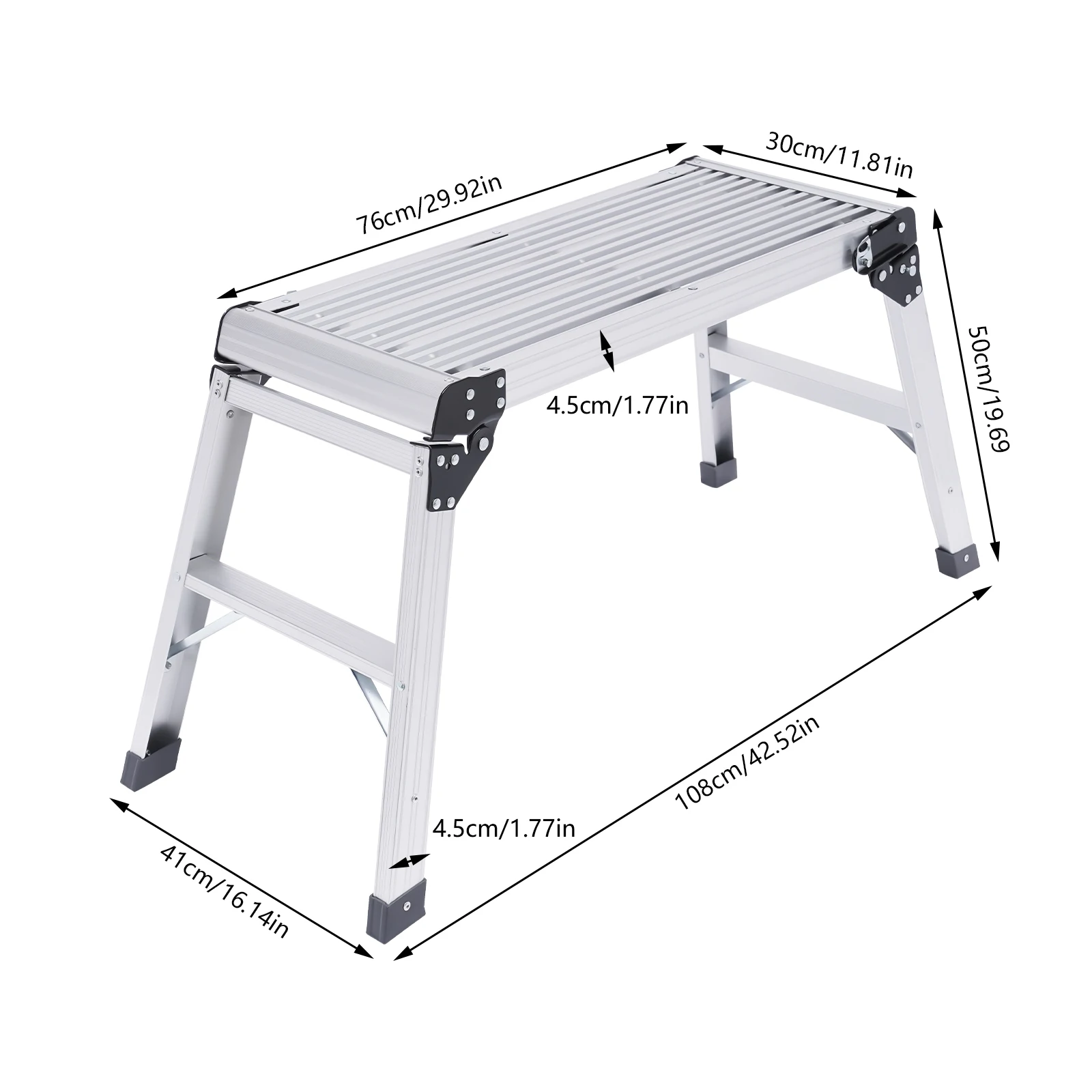 Aluminiumlegierung Plattform-Stufenleiter Faltbar 330lbs Tragfähigkeit Vielseitig Einsetzbar zum Autowaschen Fensterreinigung Dekorieren Camping – Detail 1