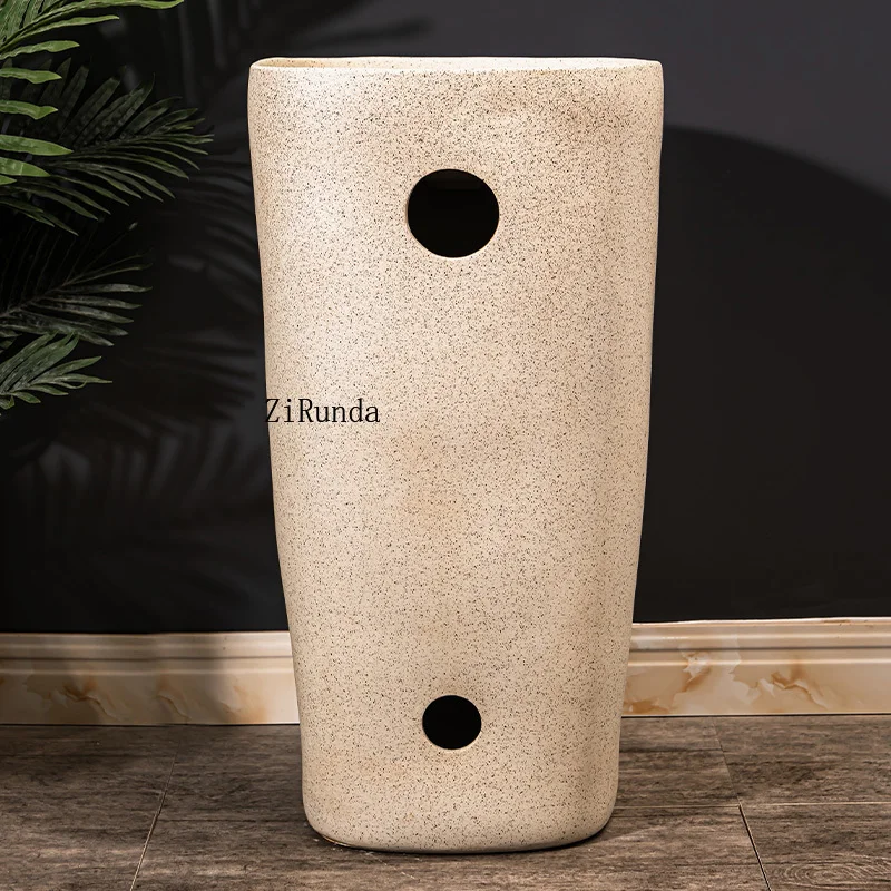 Ceramic column wash basin Household integrated pool Floor-to-ceiling balcony wash basin