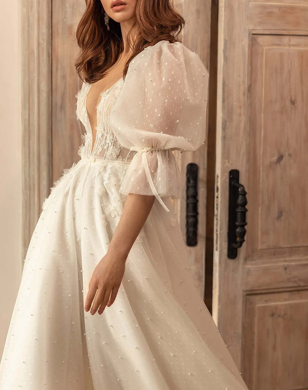 Vestidos De Novia Boho Wedding Dresses for Women A-Line Beach Bride Dress Half Sleeves Wedding Gowns 2022 Tulle Robe De Mariee