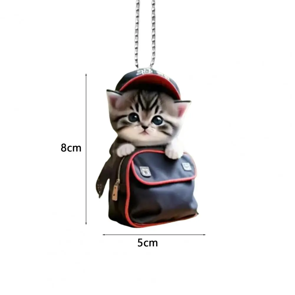 Car Hanging Pendant Rearview Mirror Decoration Compact Cat-Shaped 2D Acrylic Hanging Ornament Car Interior Decor Handmade Crafts