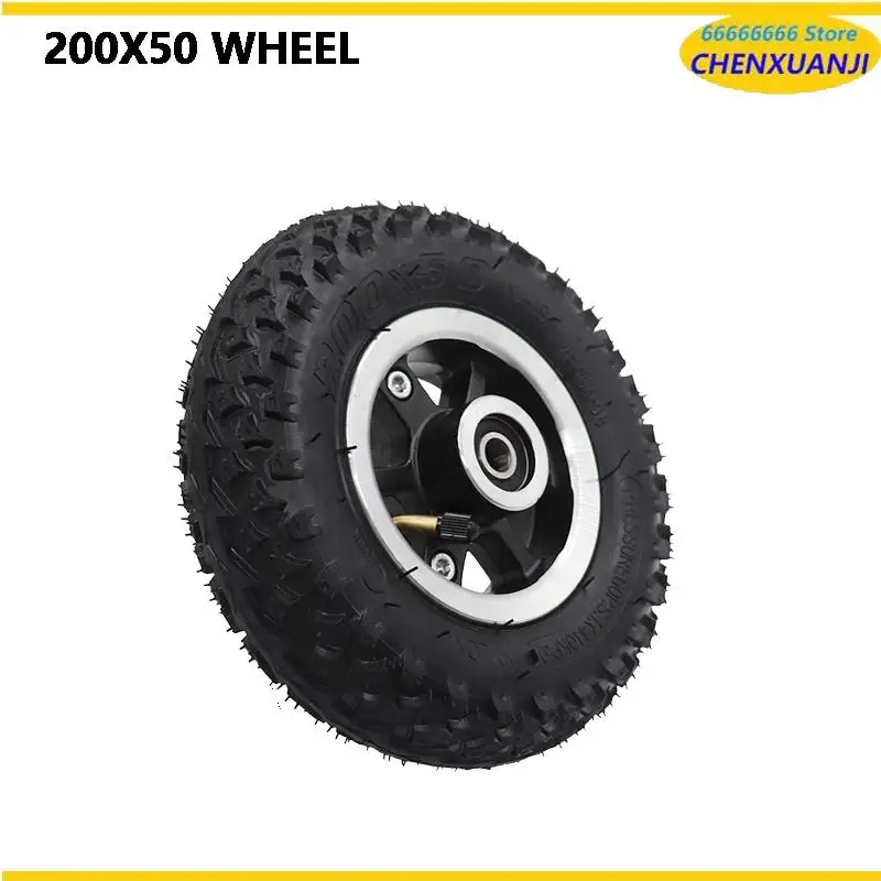 

200x50 Off-Road Inflatable Tire and Aluminum Wheel Combo for Electric Scooter Replacement