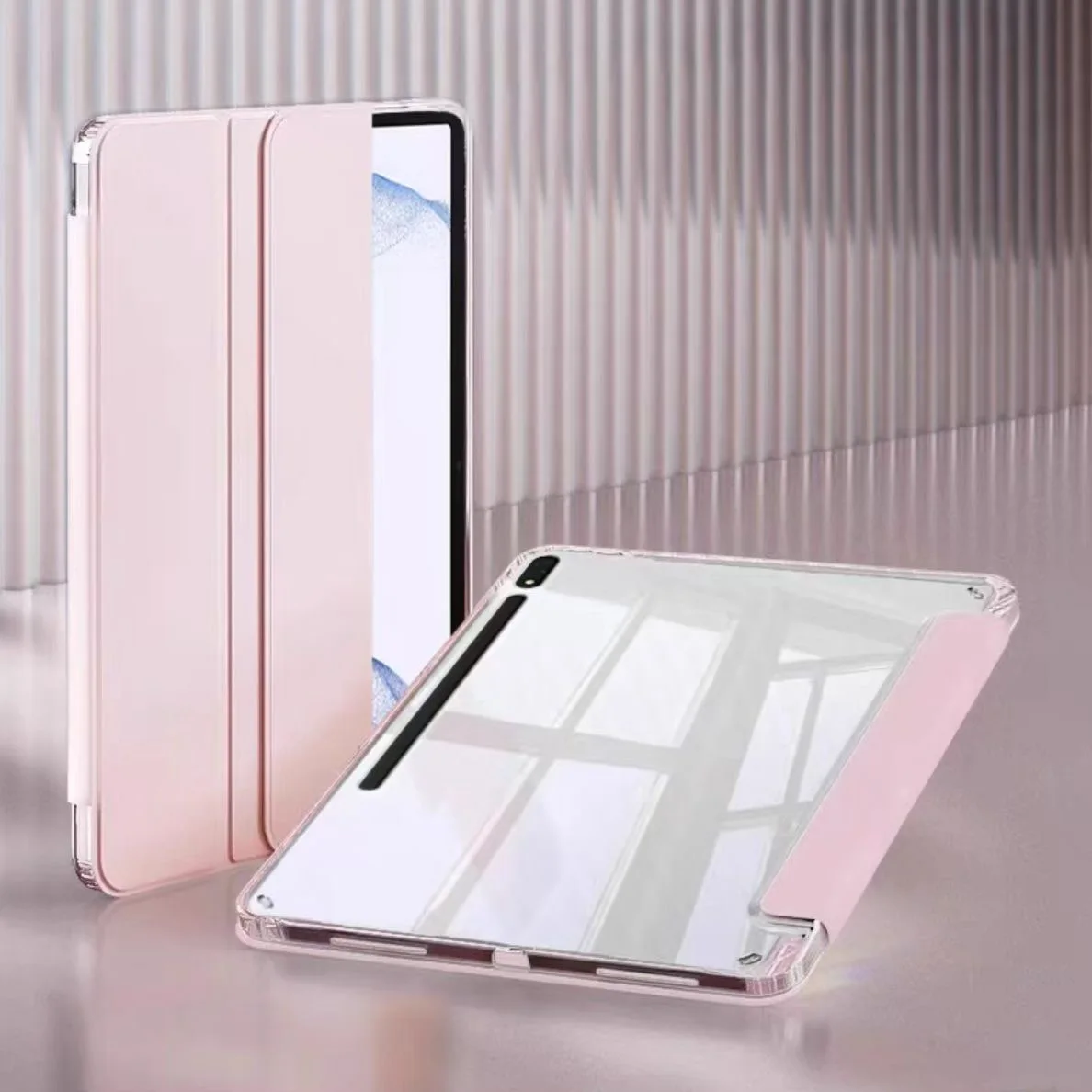 مع حافظة حامل القلم الرصاص لهاتف سامسونج جالاكسي تاب S11 2025 S10 Lite S7 S9 FE S8 Plus 12.4 13.1 A9 A11 8.7 10.9 غطاء أكريليك شفاف #3