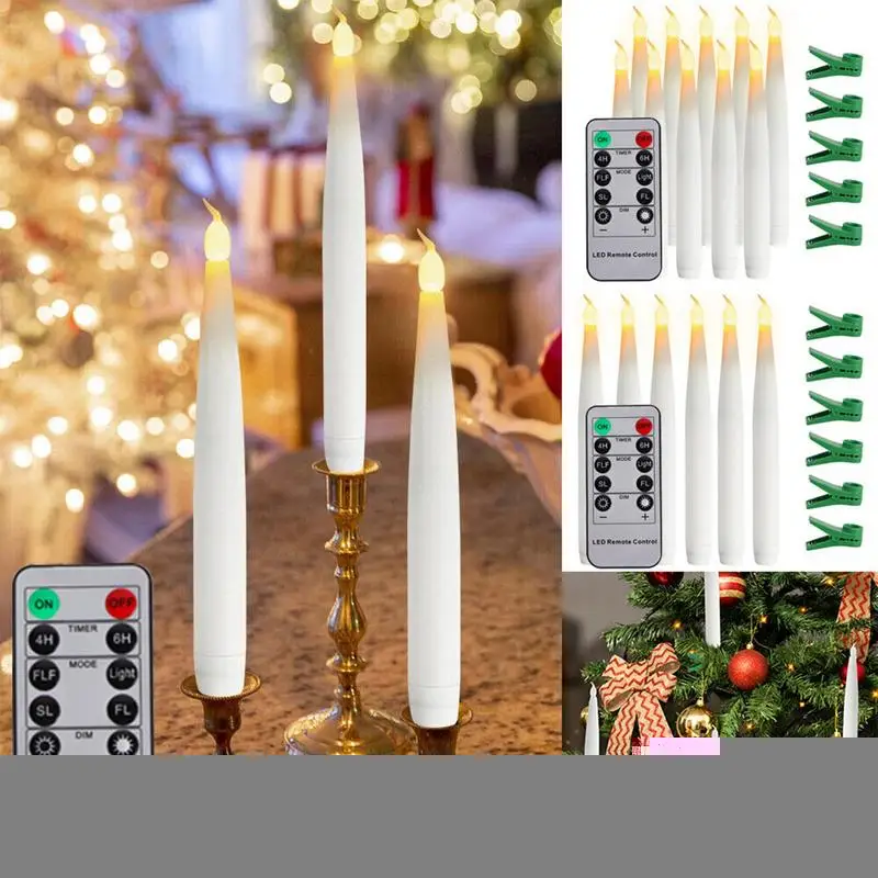 

LED Flameless Candles LED Flickering Fake Candle Lights Battery Operated Flickering Christmas Tree Candles For Wall Sconces