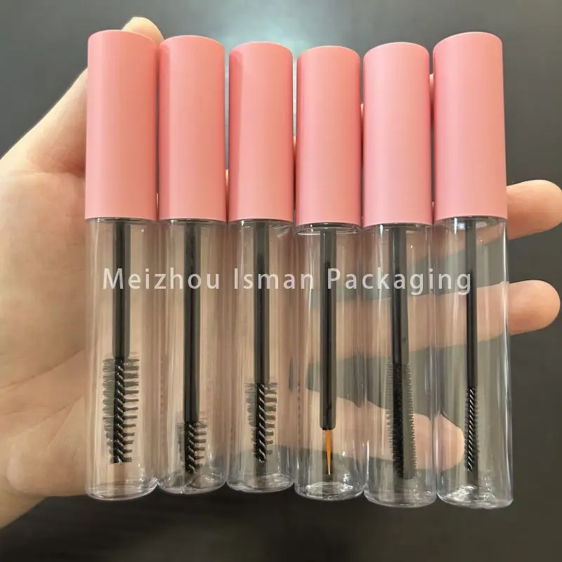 

50Pcs 10ml pink mascara container round cosmetic makeup packaging eyelash bottle eyeliner tube with wands brush