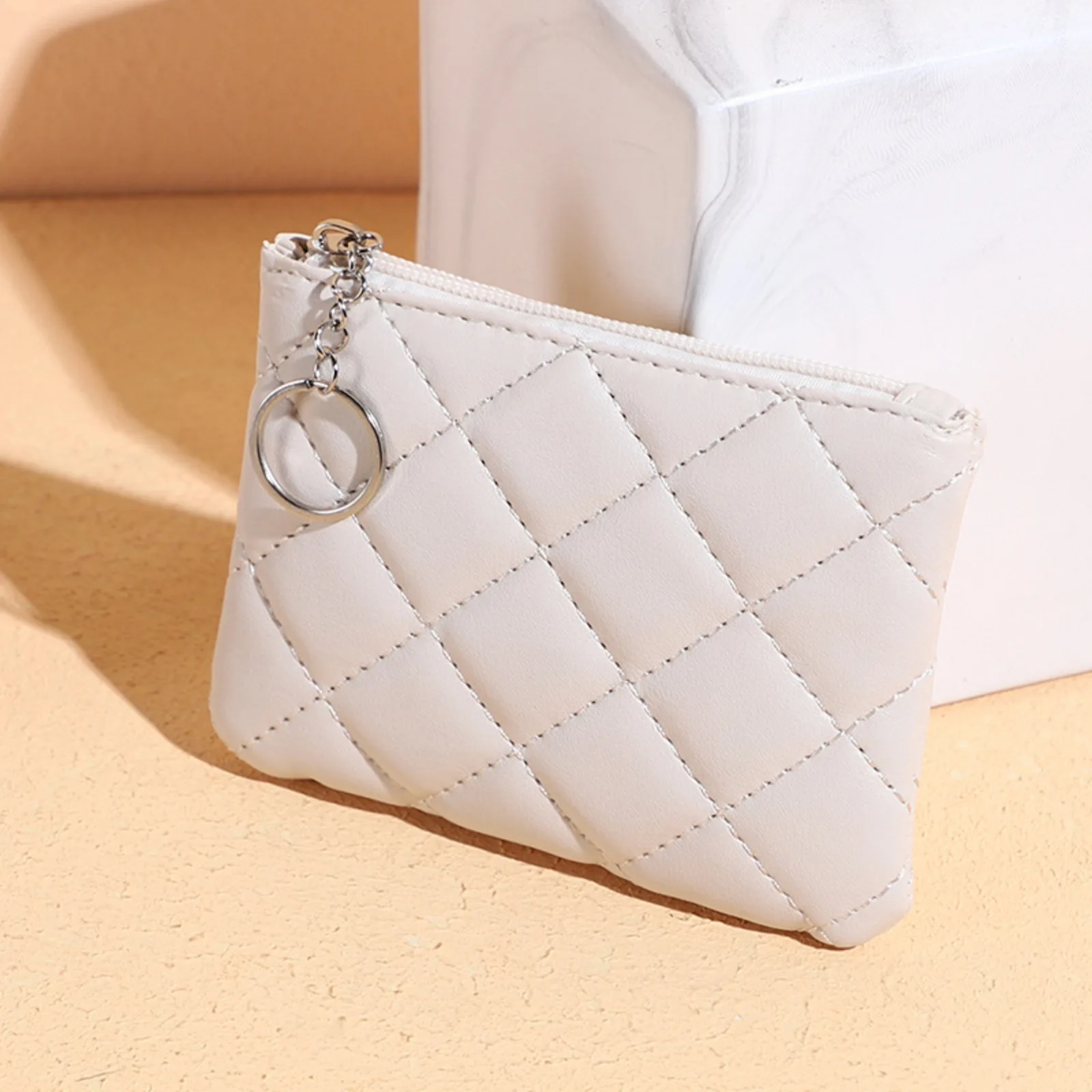 Women PU Leather Zip Coin Wallet Key Chain Fashion Small Purse Money short Change Pouch Coin Purse