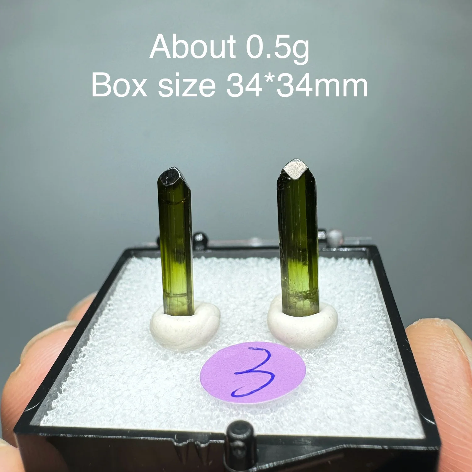 Natural Clear Green Tourmaline Mineral Specimen Crystal Quartz Healing Stone Home Decor Box Size 34X34mm view 3