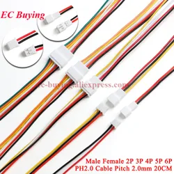 2Pc-10Pcs 20CM JST PH 2.0 PH2.0 Connector Male Female Plug Jack 2P 3P 4P 5P 6P 2/3/4/5/6 Pin Micro Electronic Cable JST PH 2.0mm