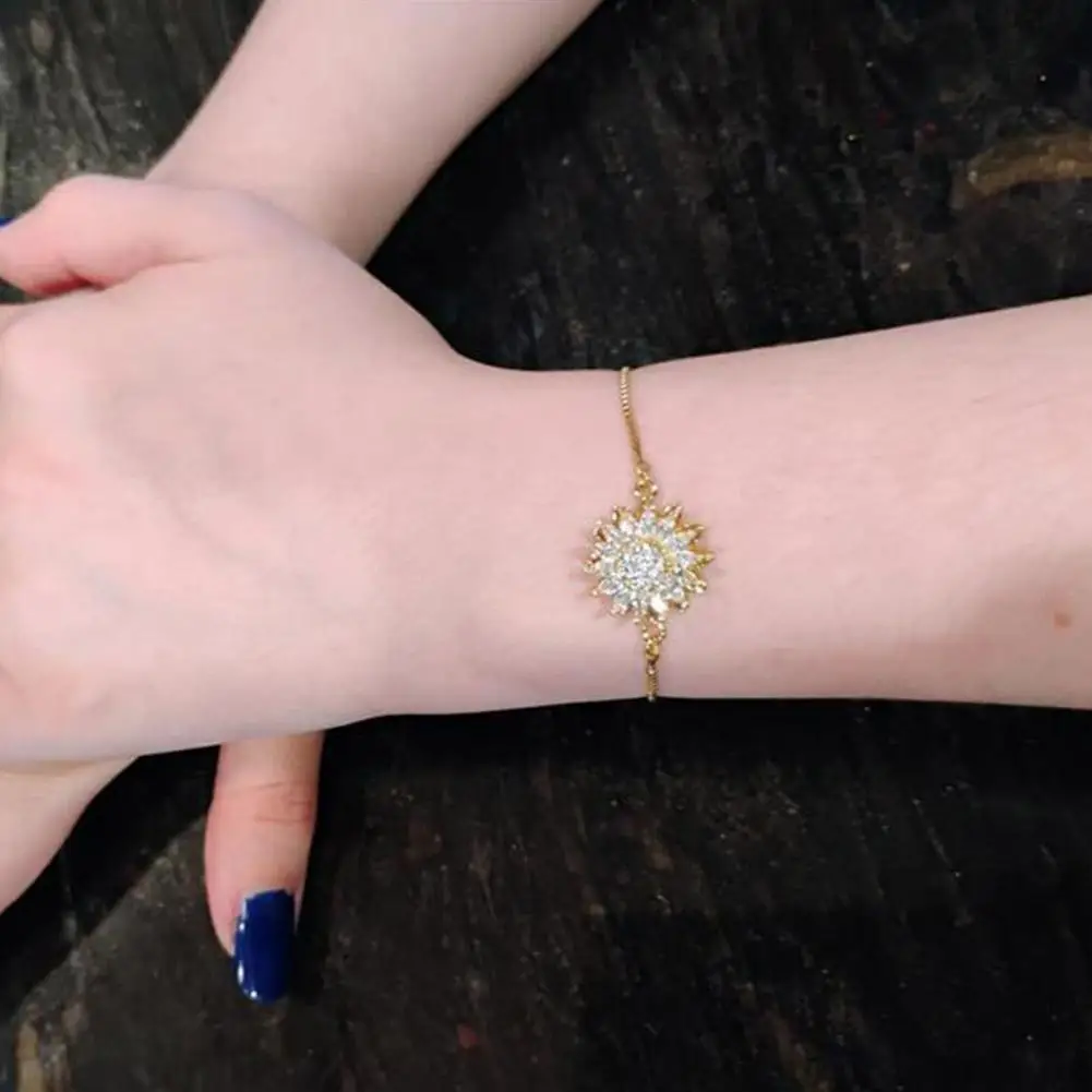 نساء موضة مجوهرات الزفاف زهرة سوار فام الزفاف كريستال الفضة والمجوهرات اللون المعصم حفلة الذهب سلسلة سحرية سوار N0U0