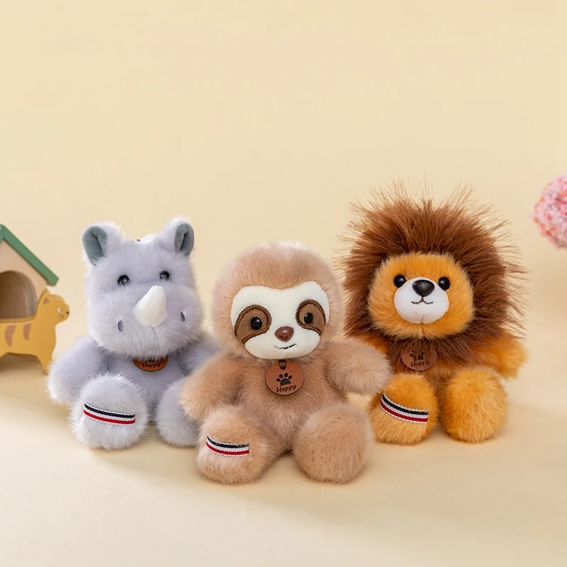 Llavero de peluche de animales variados Kawaii: Cachorro Husky, Perezoso, Burro, León, Abeja. Muñeco colgante suave antiestrés para bolso y bolsillo, para niñas.