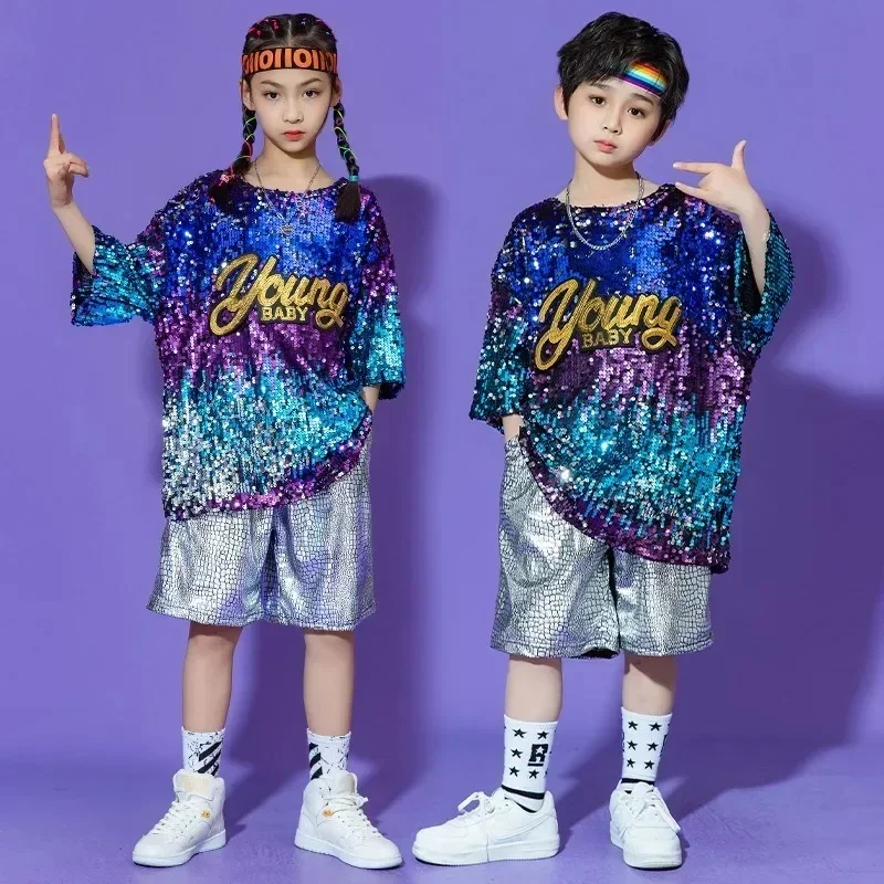 Children's Jazz Dance Costumes, Shiny Girl Hip-hop Suits, Drum Set Costumes, From 4-14 Years Old