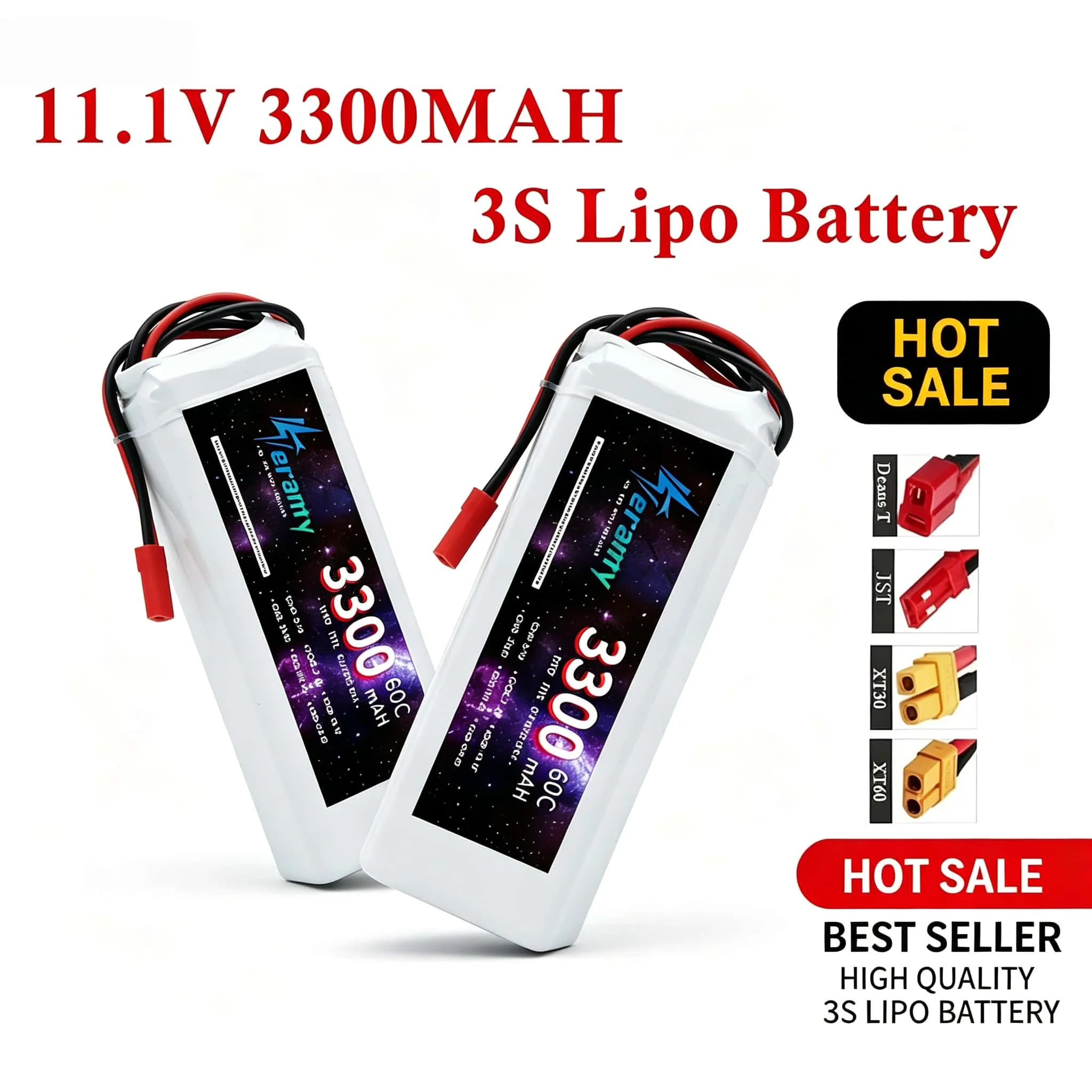 

Аккумулятор LiPo 11.1V 3S (1500мАч, 1800мАч, 2200мАч, 2600мАч, 3000мАч, 3300мАч) с разъемами Deans T и XT60 для FPV-дронов, радиоуправляемых машин, вертолетов
