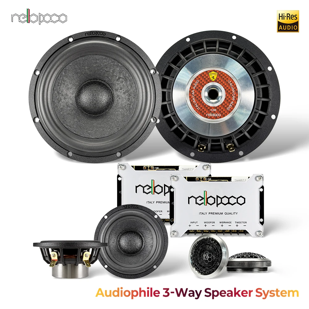 Premium 3-Way Car Audio Component Speakers with Crossover 6.5