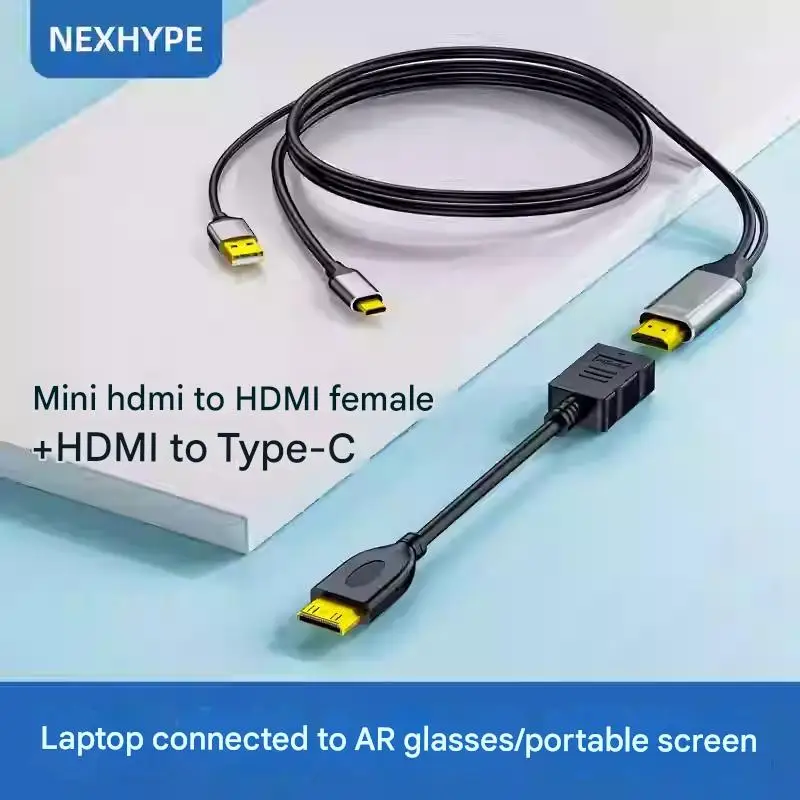 HDMI Cable For Xreal Air2 Pro 1S One Pro Rokid Air Max Rayneo Air4 GT Smart Glasses Suitable PS5 Switch SteamDeck H To C